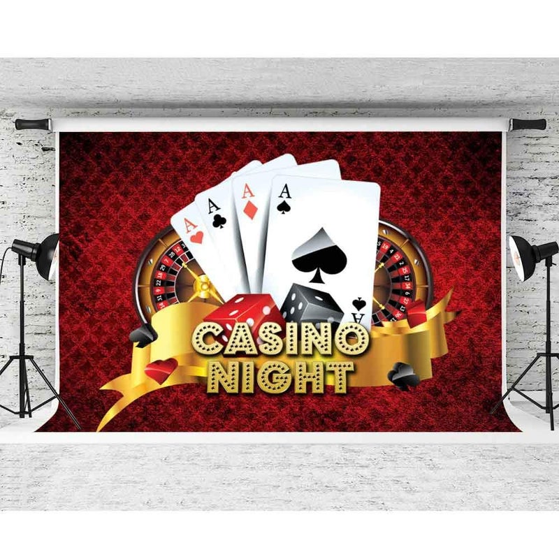 FHZON Casino Night Backdrop for Party Photography FHZON 10x7ft Poker Roulette Photography Background Themed Party Wallpaper YouTube Backdrops Photo Booth Props LSFH386 - Image 4